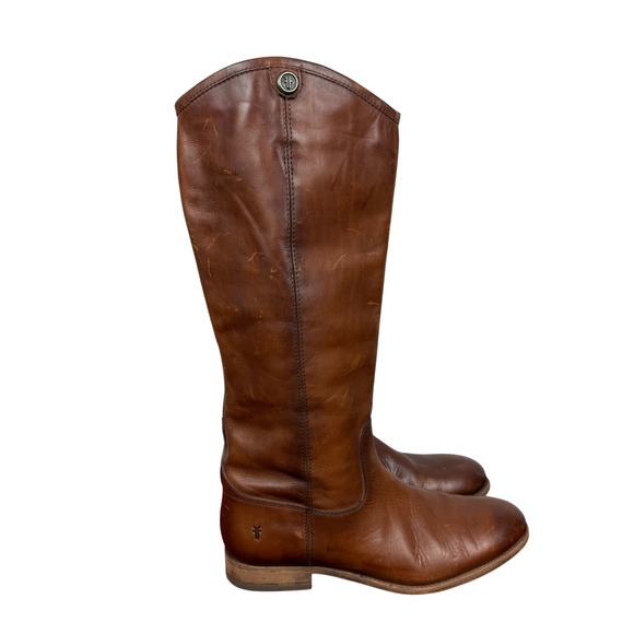 Frye Shoes - Frye Brown Leather Riding Boots Tall Knee High Classic Style Western Style